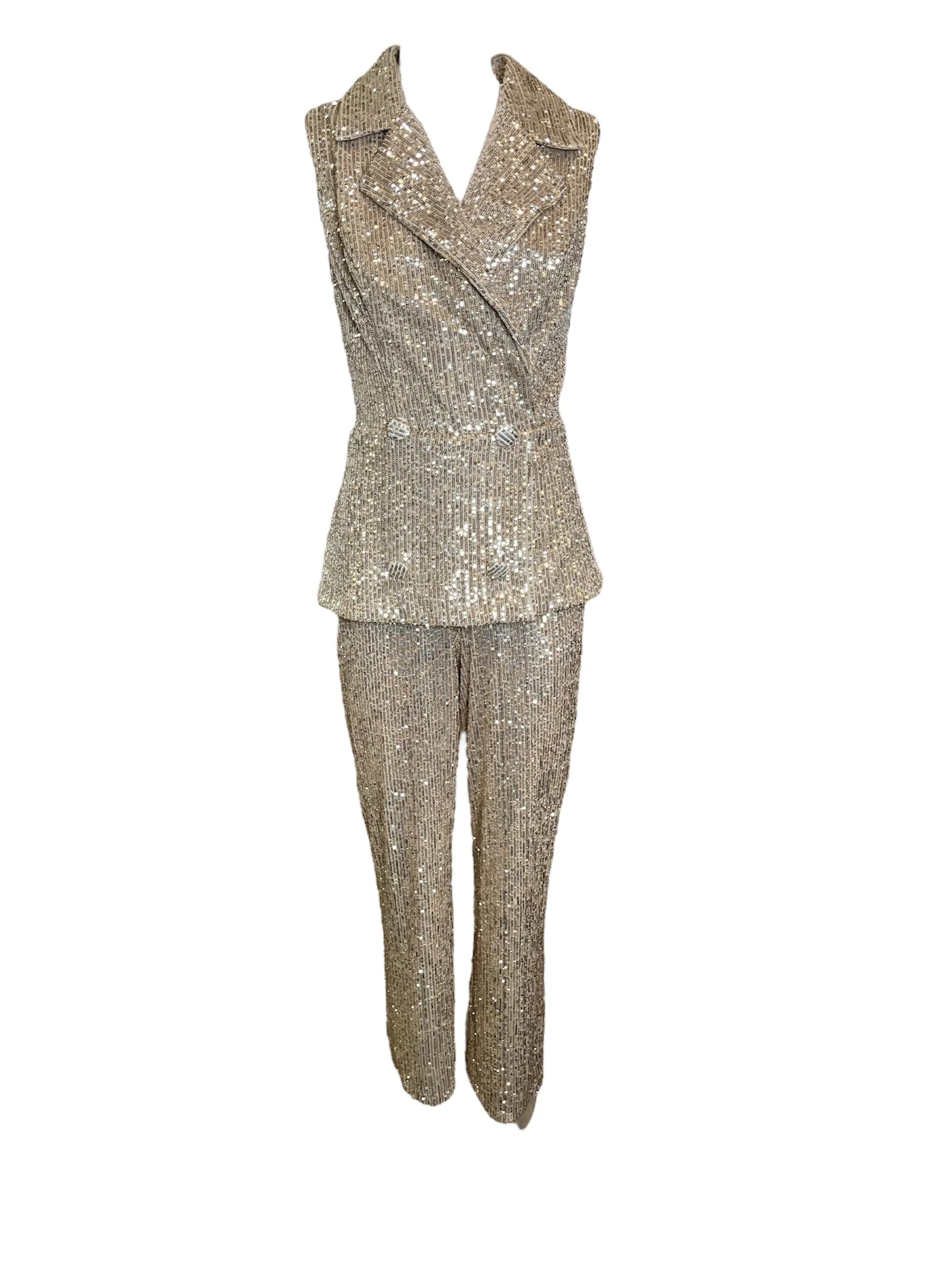 Romeo Gigli Gold Sequin Jumpsuit