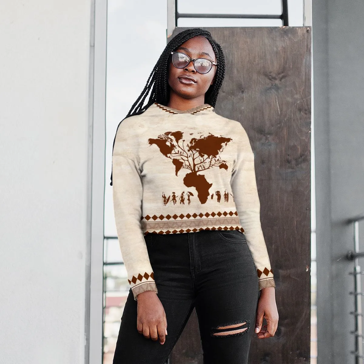 Roots African Cropped Hoodie