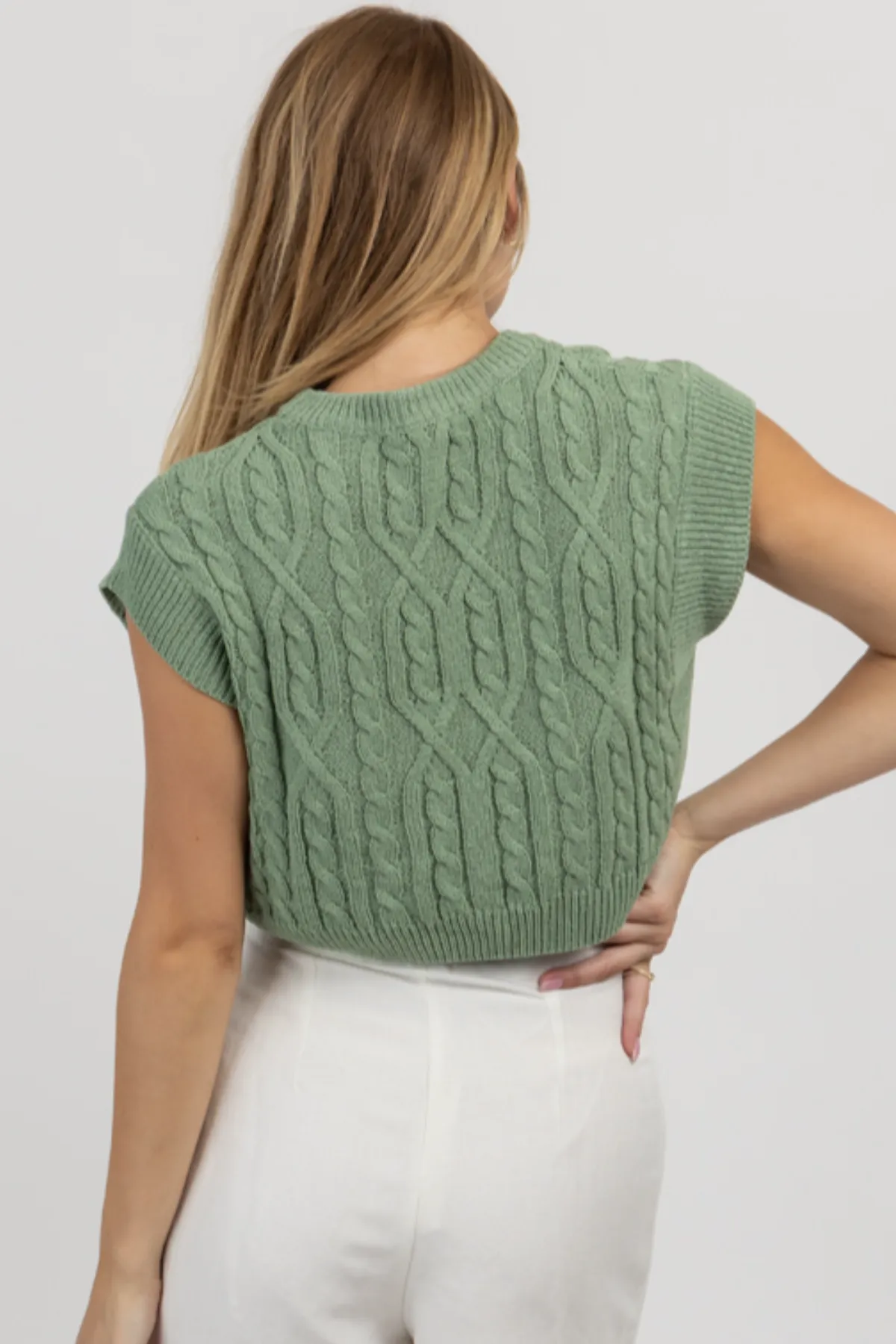 SAGE CABLEKNIT NORA CROP TANK