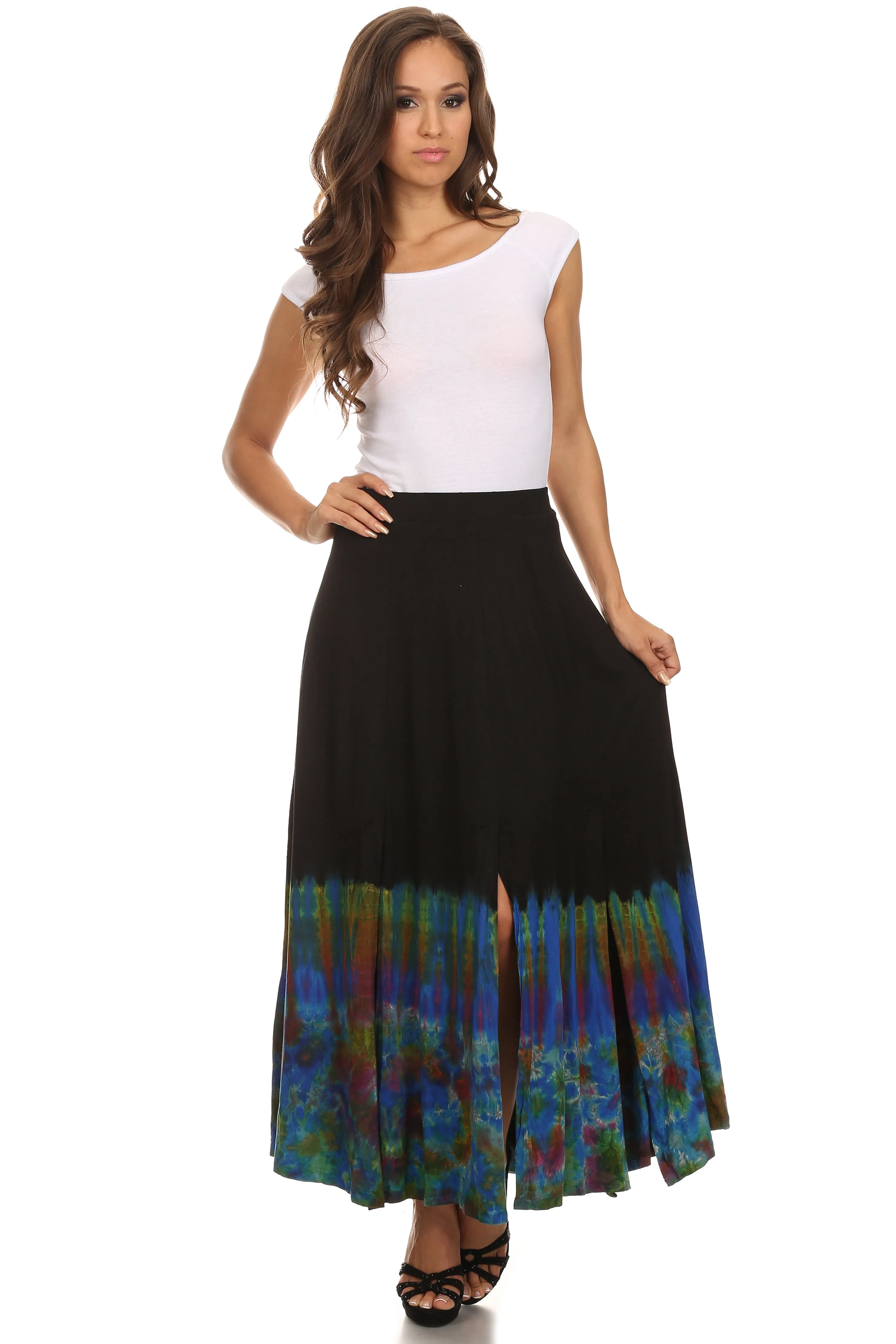 Sakkas Jax Double Slit Boho Tie Dye Skirt