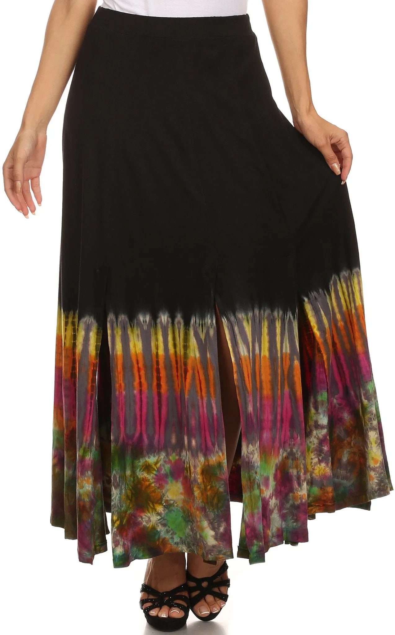 Sakkas Jax Double Slit Boho Tie Dye Skirt