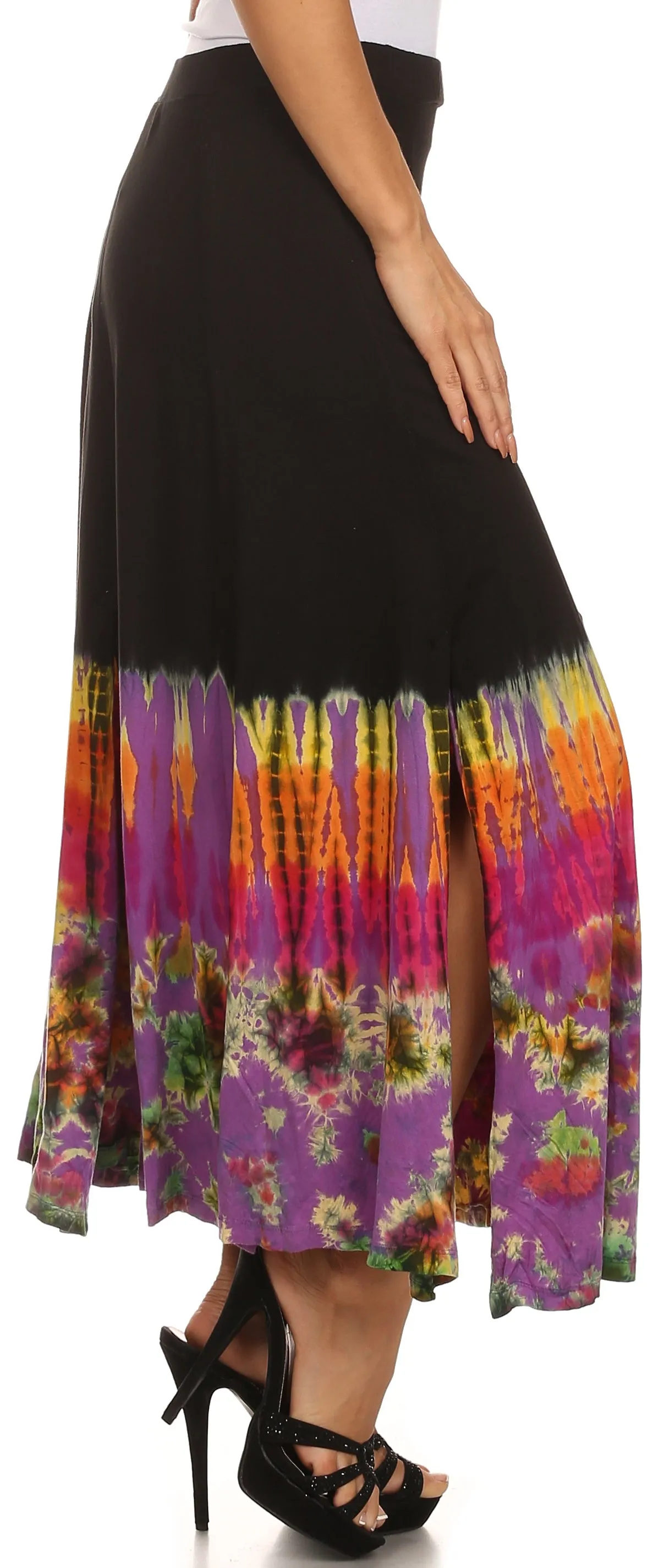 Sakkas Jax Double Slit Boho Tie Dye Skirt