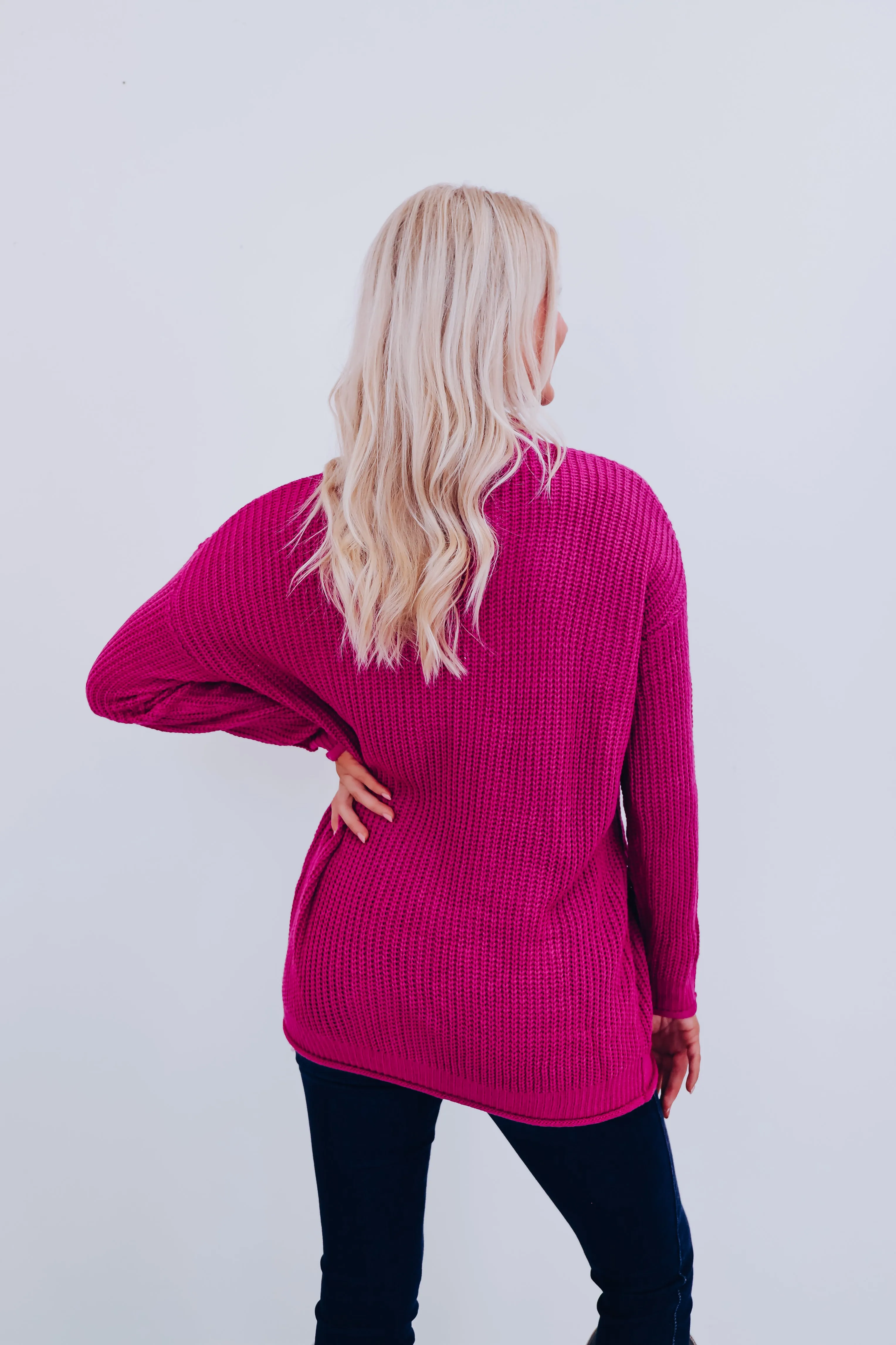 Saratoga Solid Knit Tunic Sweater - Magenta