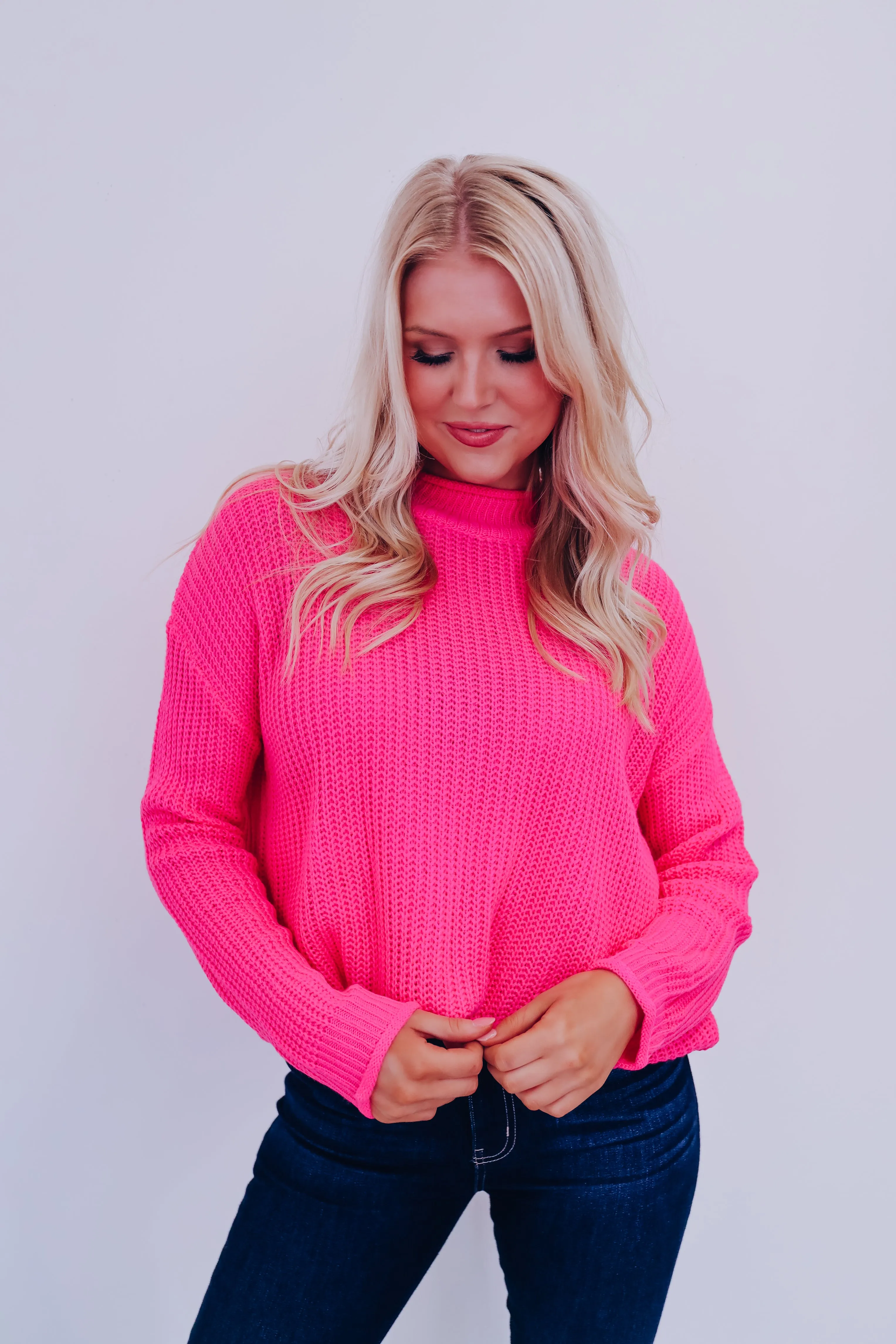 Saratoga Solid Knit Tunic Sweater - Pink