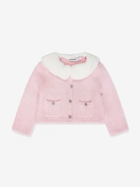 Self Portrait Girls Sequin Knit Cardigan in Pink