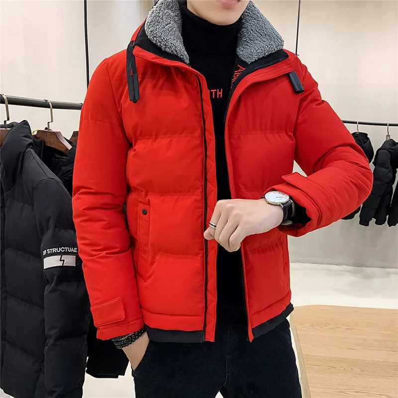 Short quilted jacket Korean style large fur collar tooling cotton