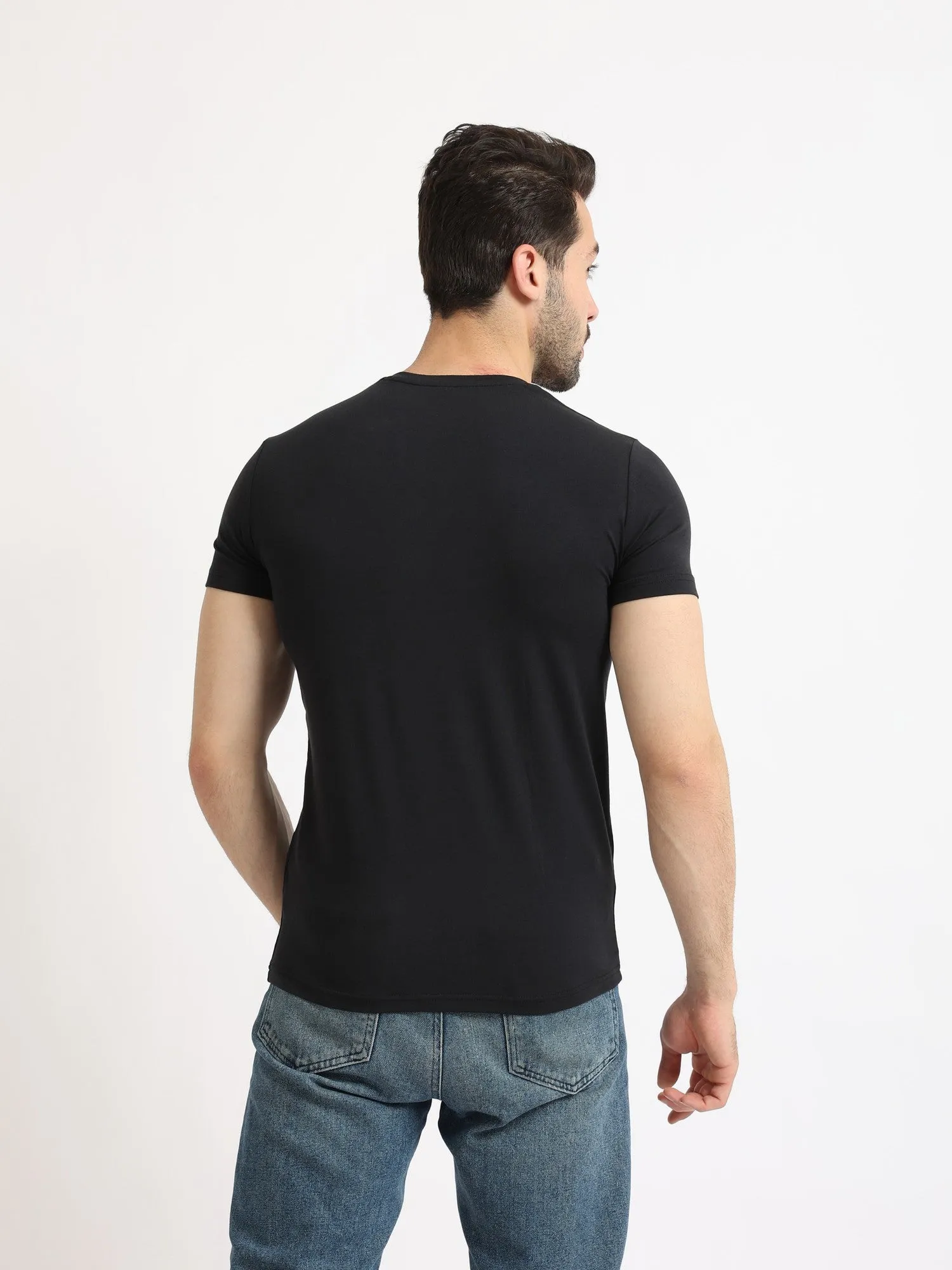 Short Sleeves Undershirt For Men Regural Fit - Black