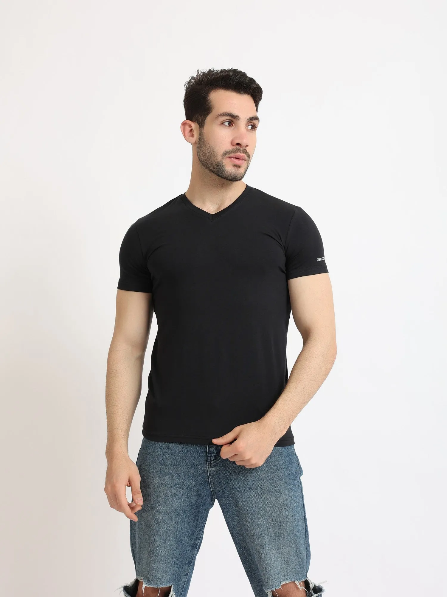 Short Sleeves Undershirt For Men Regural Fit - Black