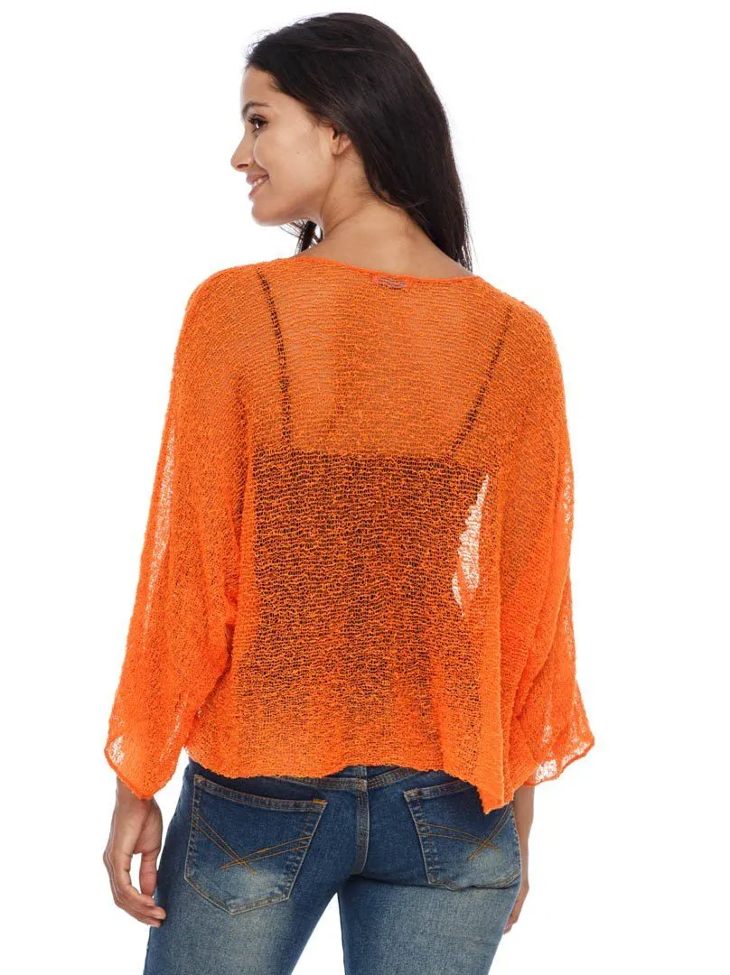 SHU-SHI Womens Sheer Blouse Top Knit Lightweight Shrug Sweater Poncho