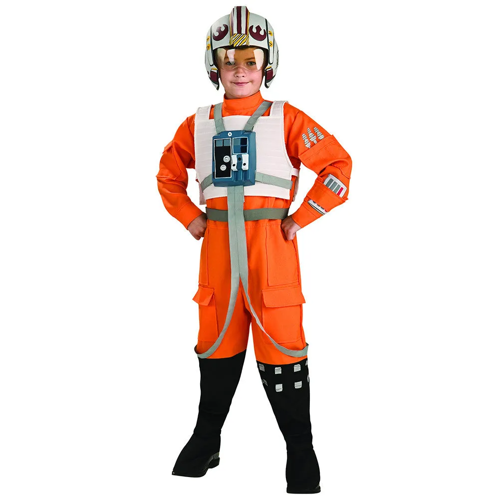 Star Wars Deluxe X-Wing Rebels Fighter Pilot Boys Kids Youth Child Size Costume