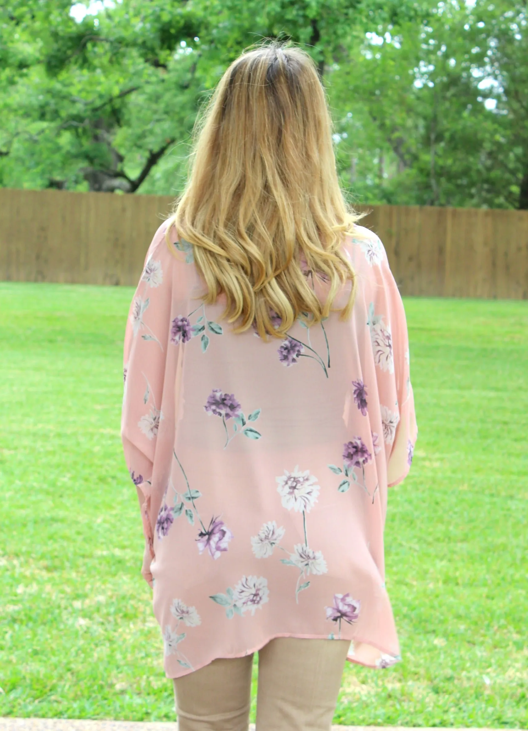 Sure Thing Sheer Floral Print Oversized Poncho Top in Dusty Pink