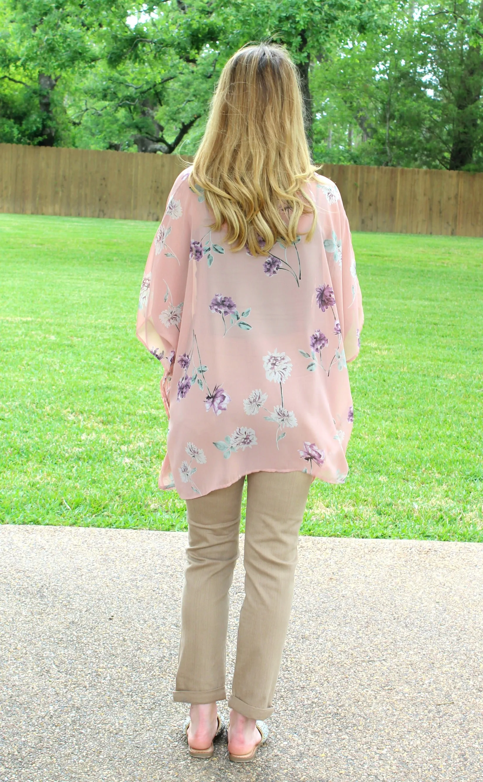 Sure Thing Sheer Floral Print Oversized Poncho Top in Dusty Pink