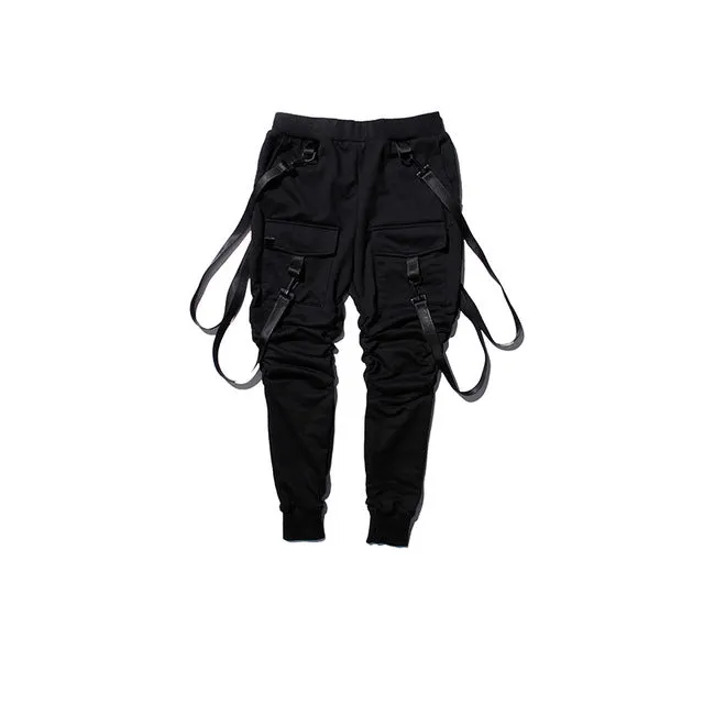 Suspender Style on Two Pockets Men Jogger Pants