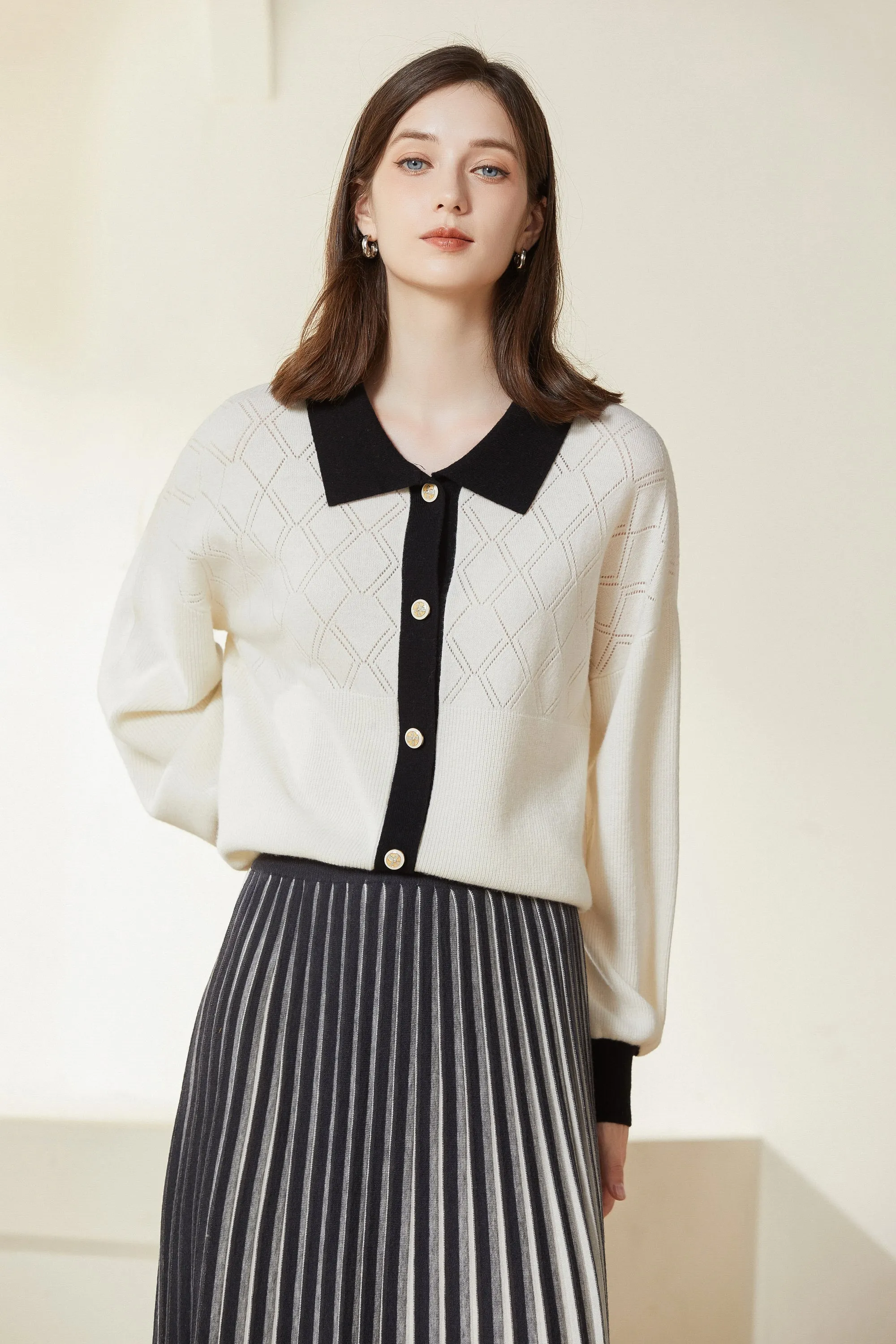 Sylphide | Judith Collared Wool Cardigan