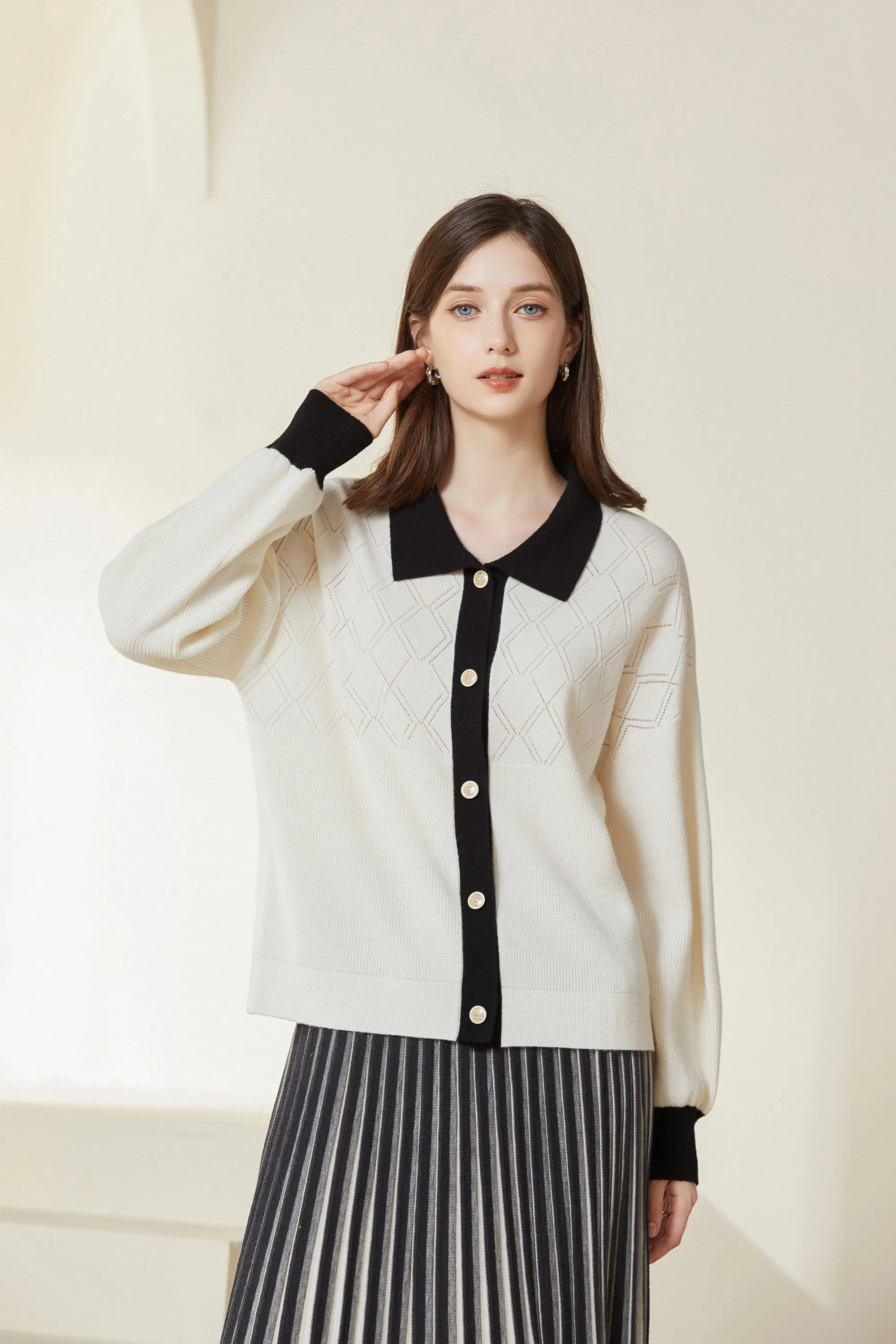 Sylphide | Judith Collared Wool Cardigan