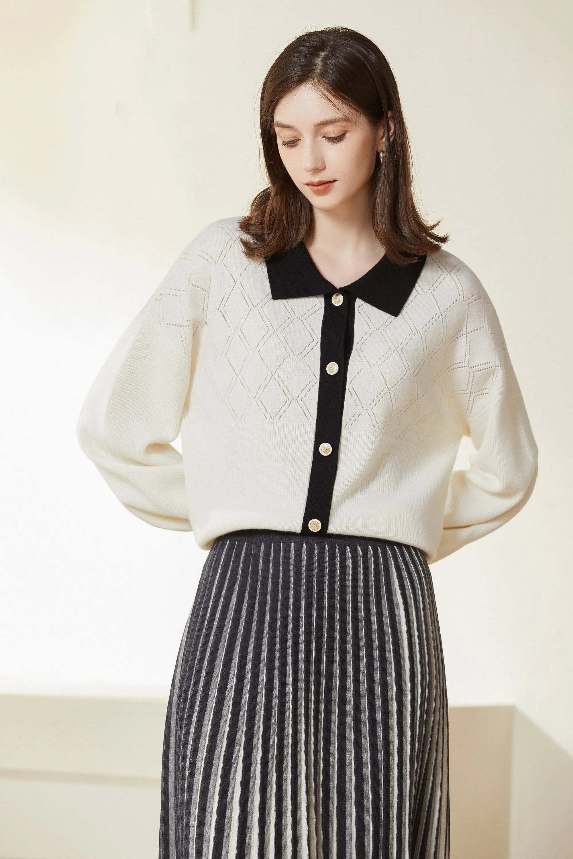 Sylphide | Judith Collared Wool Cardigan