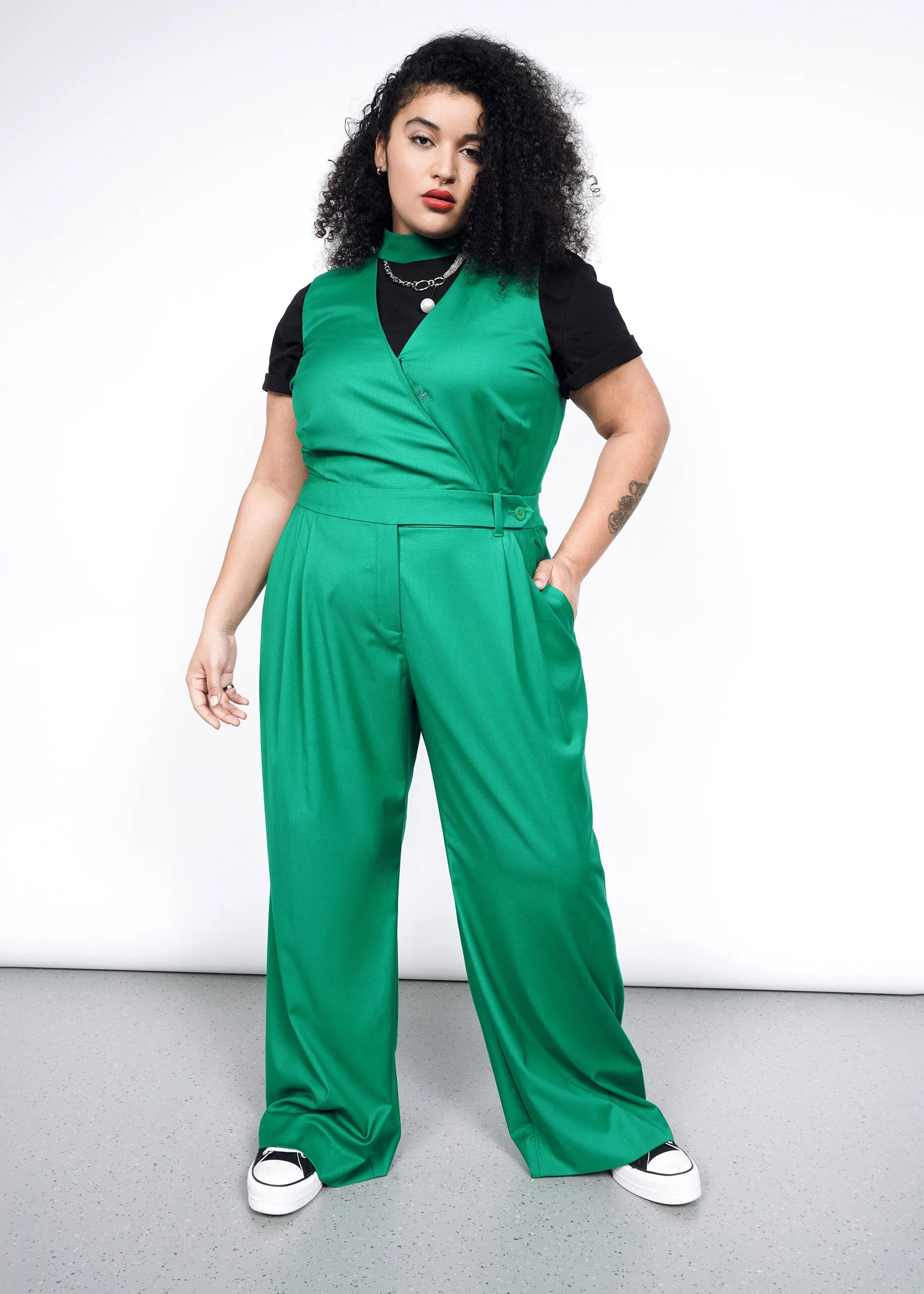 The Empower High Waisted V-Neck Jumpsuit