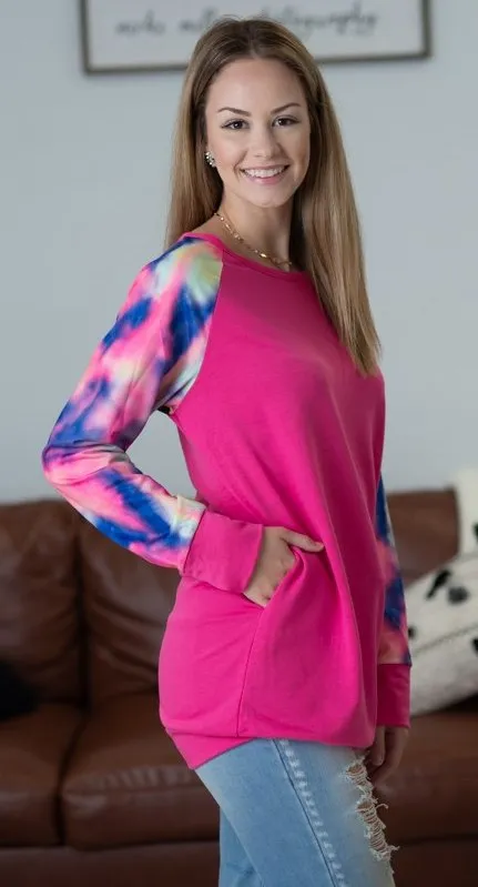 Tie Dye Pocket Tunic, Pink