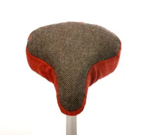 Tweed Saddle Cover - Brown Herringbone & Cayenne Red