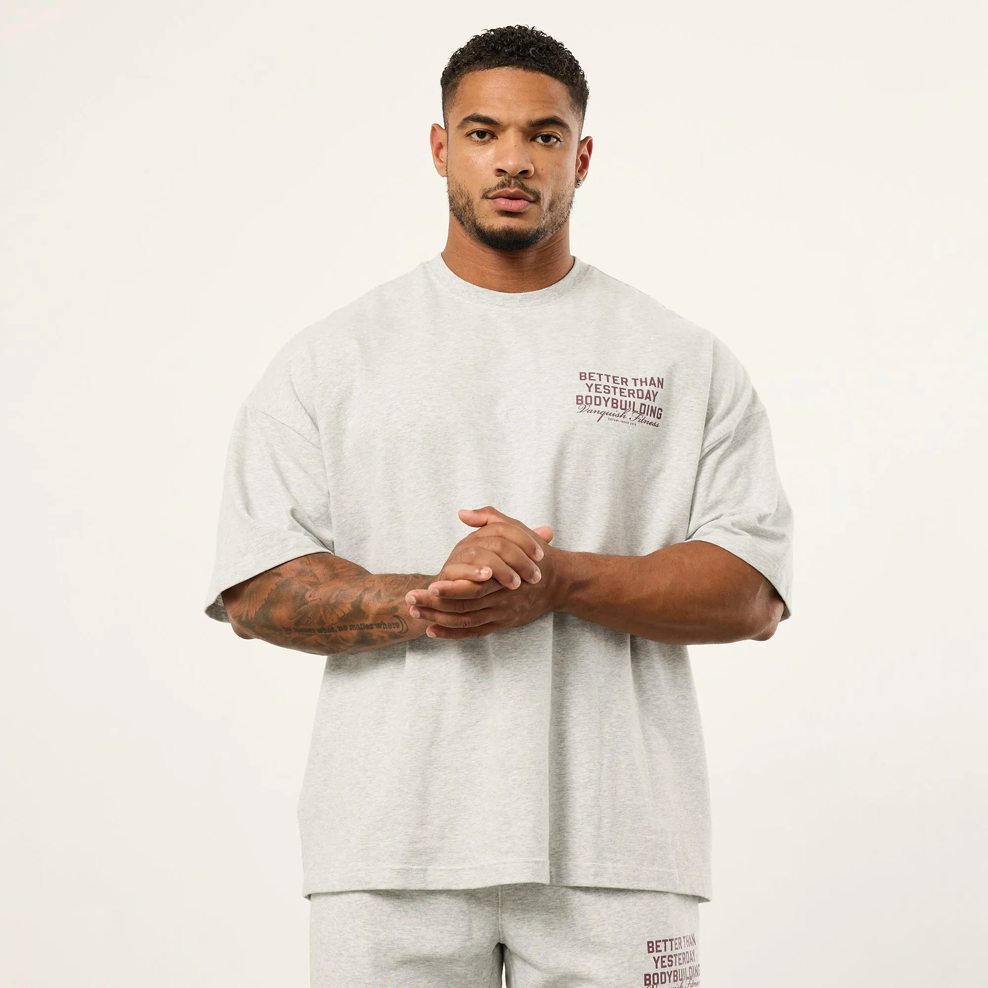 Vanquish Bodybuilding Oat Marl Boxy Oversized T Shirt