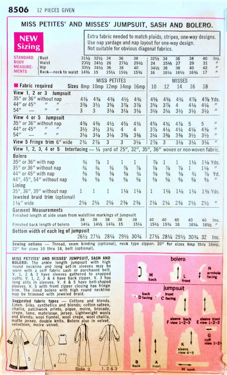 VINTAGE Simplicity 8506 Pattern Jumpsuit 1960s Bust 34 Mod Groovy Mad Men Vest Hippie Bell Bottoms Vintage Sewing Pattern UNCUT