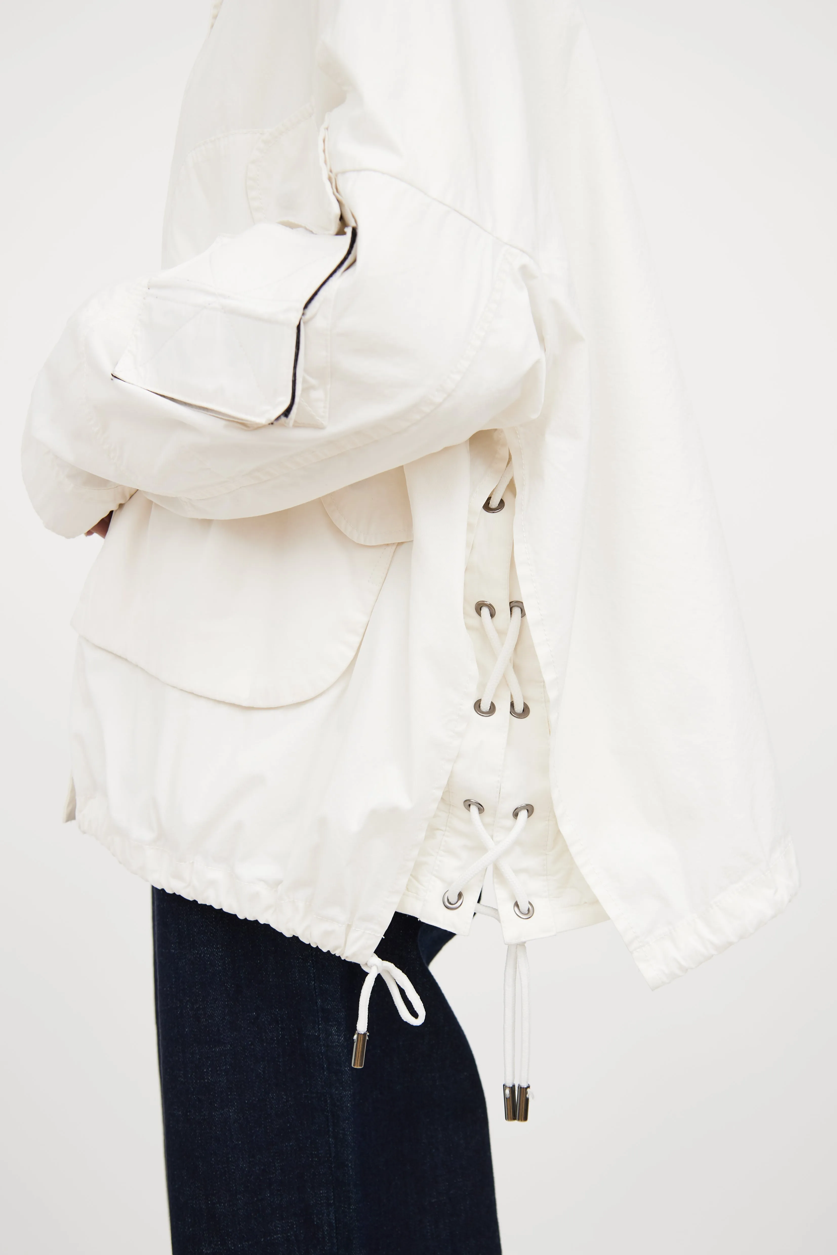 White Convertible Cargo Jacket