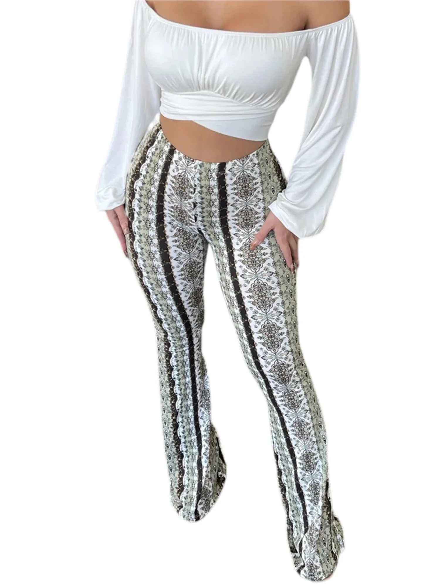 Women's  Flare Ethnic Print Pants