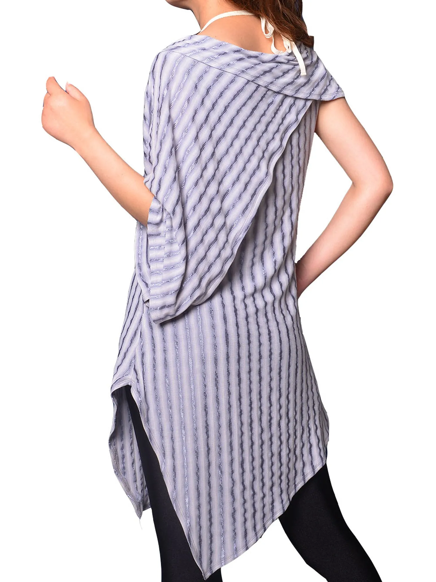 Women's stripe dress/asymmetrical cotton tunic top/Casual Tunic dress/Summer Customized Plus Size short sleeve shirt/Maternity dress(Y19b6)