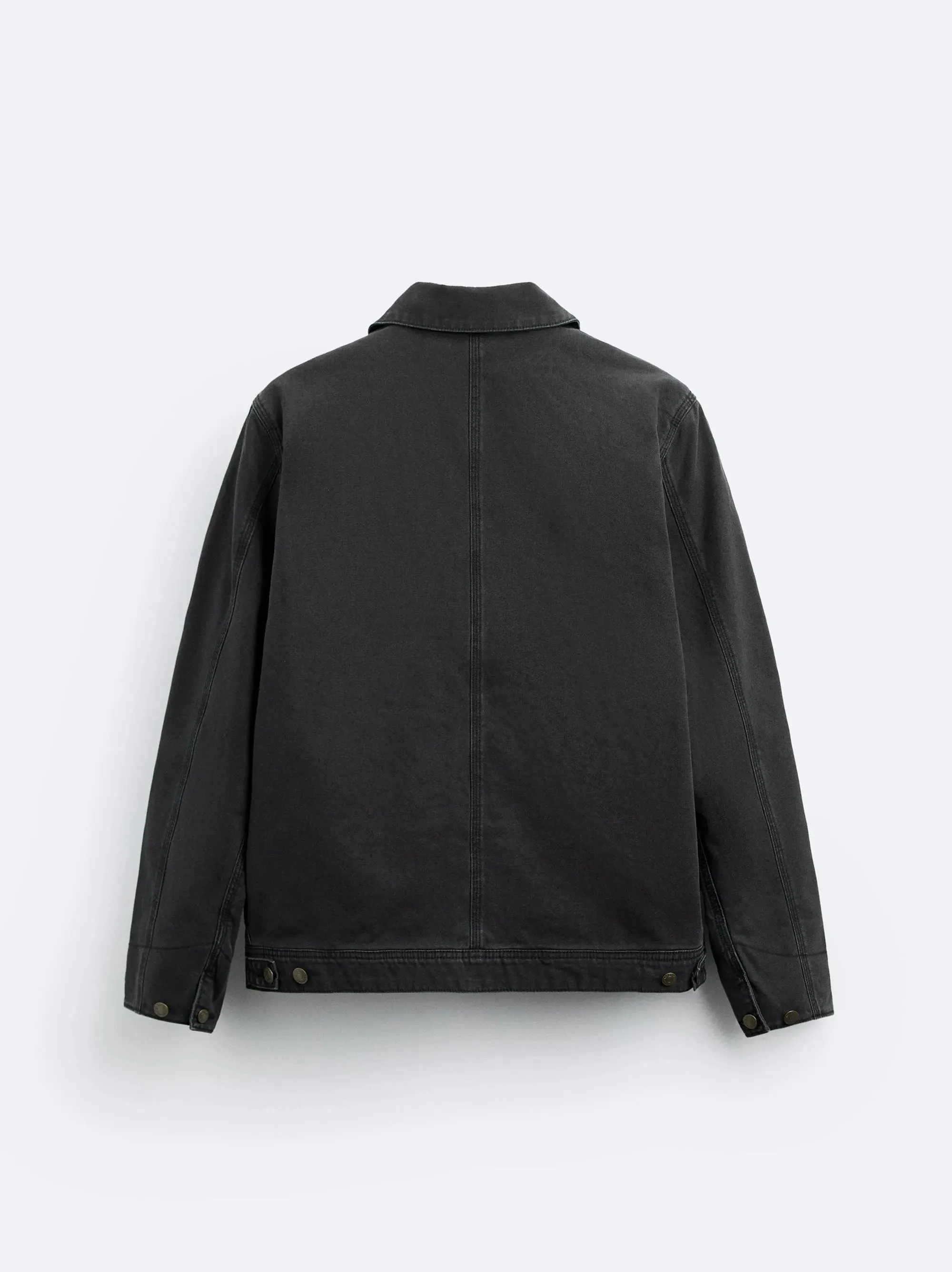 ZR Contrast Collar Denim Black Jacket