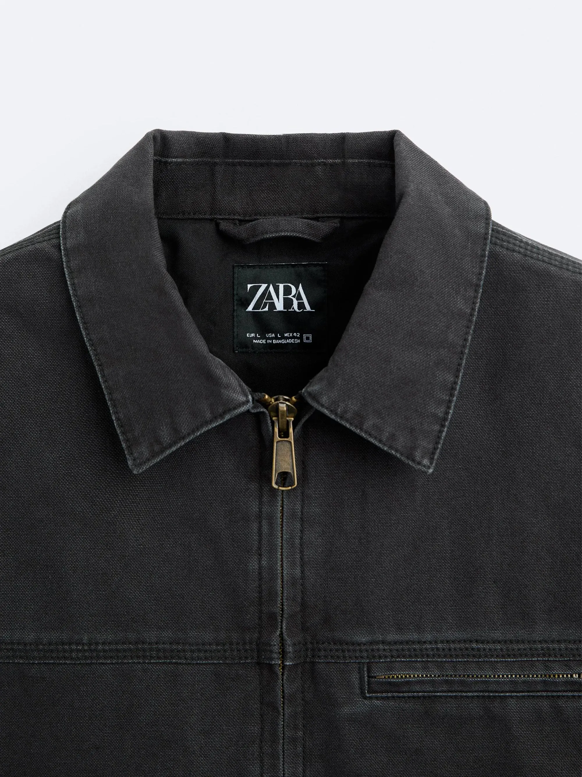 ZR Contrast Collar Denim Black Jacket