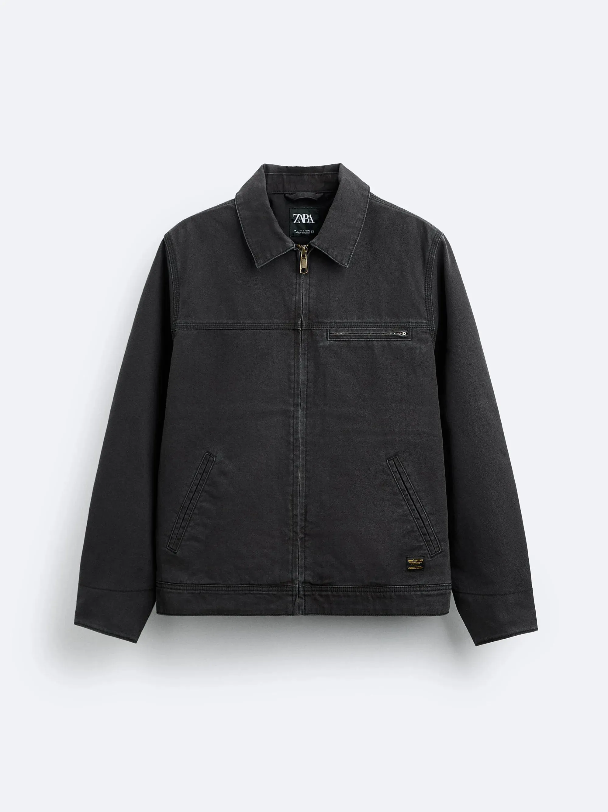 ZR Contrast Collar Denim Black Jacket